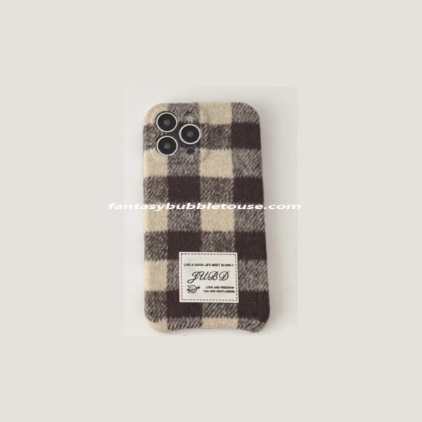 Vintage Plaid Fluffy Phone Case - Image 2