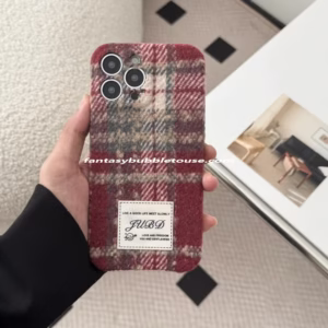Vintage Plaid Fluffy Phone Case