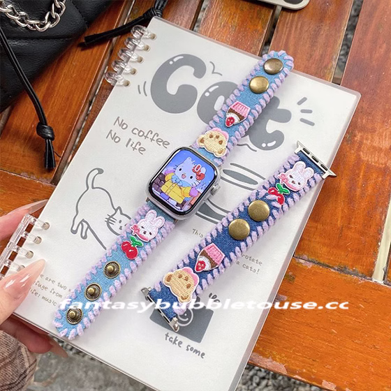 Hand-Embroidered Bear and Rabbit Strap
