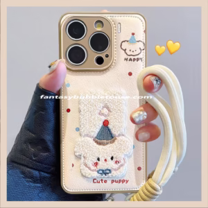 Leather Embroidered Animal Phone Case