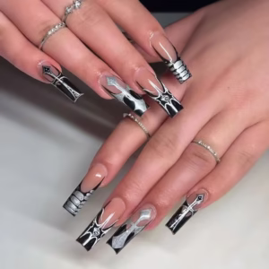 Black French Corro Wearable Nails