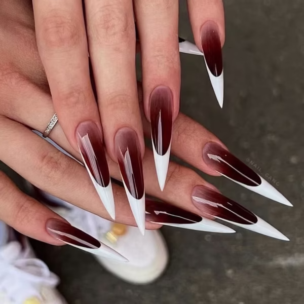 Minimalist Red and White Press-On Nails