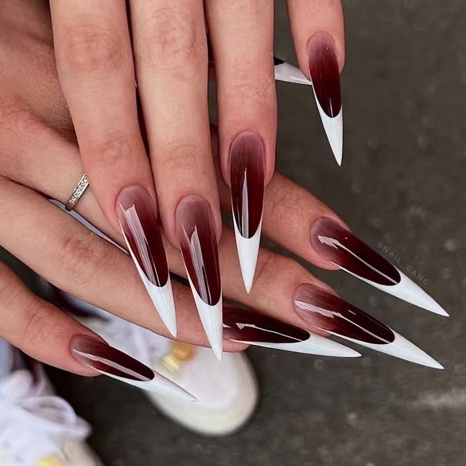 Minimalist Red and White Press-On Nails
