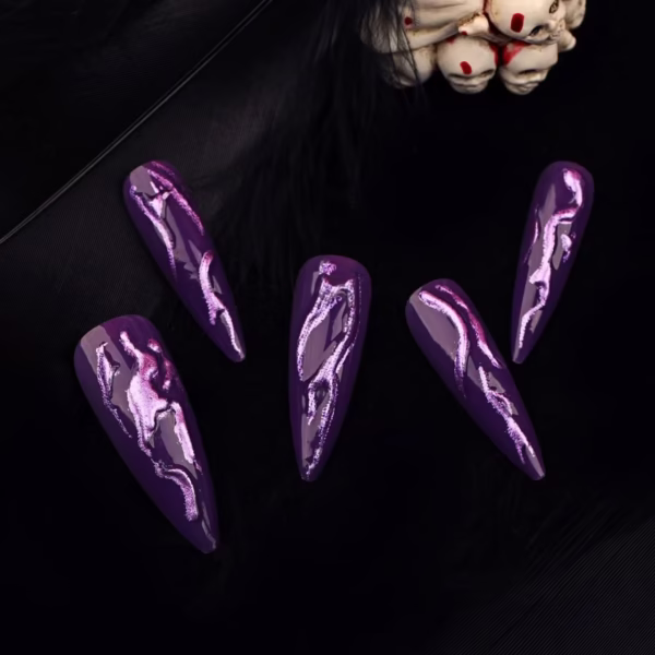 3D Halloween Purple Press-On Nails - Image 2