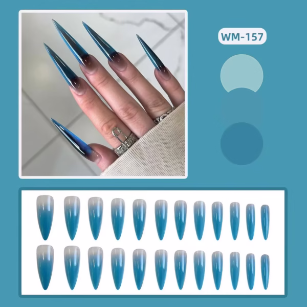 Blue-Green Gradient Press-On Nails - Image 3