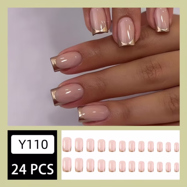 Minimalist Gold-Edge Press-On Nails - Image 2