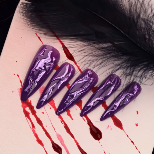 3D Halloween Purple Press-On Nails - Image 3