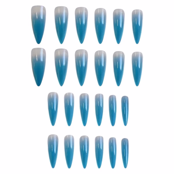 Blue-Green Gradient Press-On Nails - Image 2