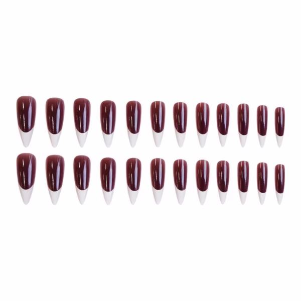 Minimalist Red and White Press-On Nails - Image 2