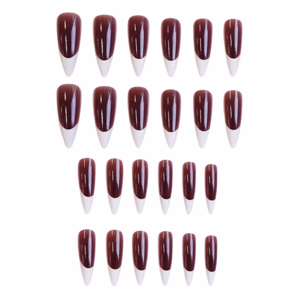 Minimalist Red and White Press-On Nails - Image 3