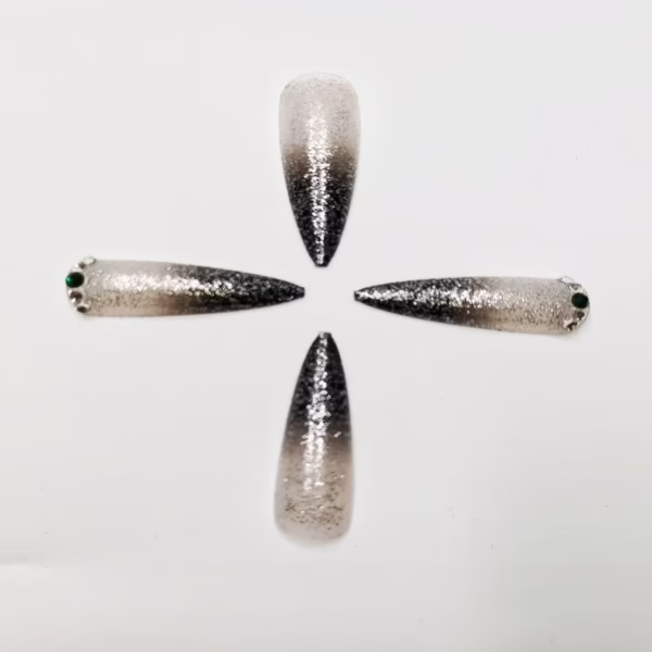 Black Gradient Gemstone Claw Press-On Nails - Image 5