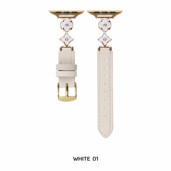 Cloverleaf Metal Buckle Leather Strap - Image 6