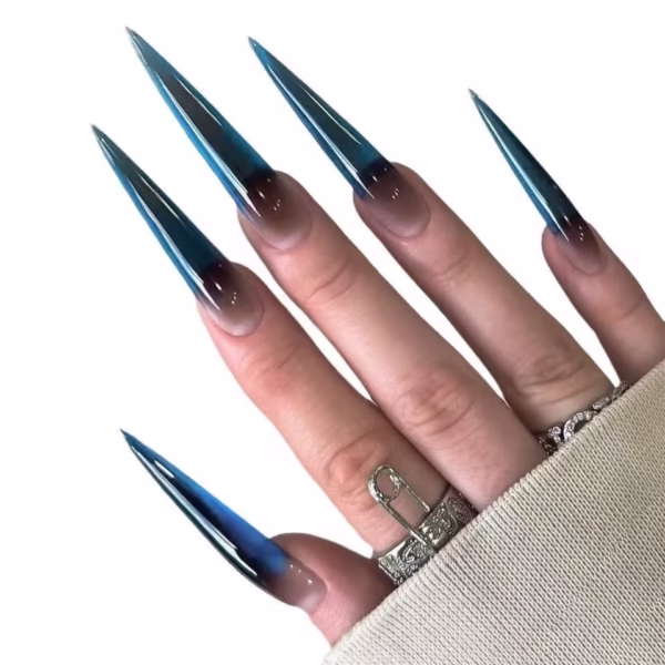 Blue-Green Gradient Press-On Nails - Image 5