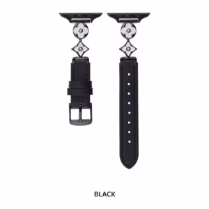 Cloverleaf Metal Buckle Leather Strap