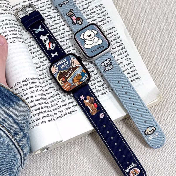 Adorable Puppy Embroidered Strap