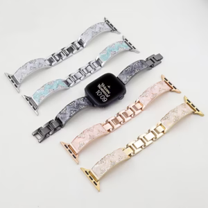 Trifoliate Diamond-Inlaid Curved Plate Resin Metal Strap