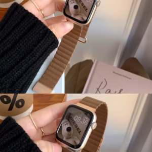 Lychee-Texture Leather Magnetic Strap