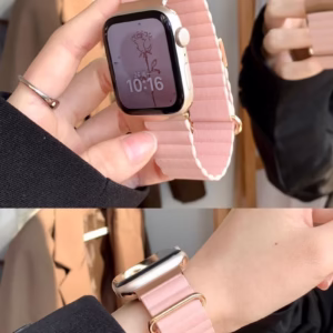 Lychee-Texture Leather Magnetic Strap
