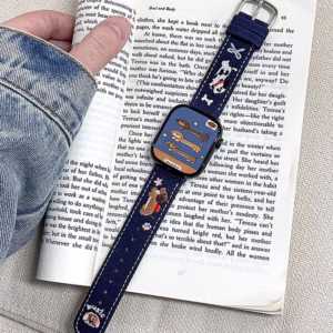 Adorable Puppy Embroidered Strap
