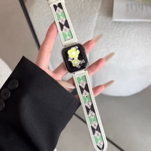 Perforated Diamond-Quilted Leather Strap