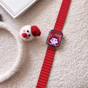 Lychee-Texture Leather Magnetic Strap
