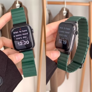 Lychee-Texture Leather Magnetic Strap