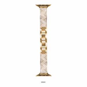 Trifoliate Diamond-Inlaid Curved Plate Resin Metal Strap