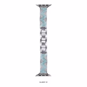 Trifoliate Diamond-Inlaid Curved Plate Resin Metal Strap