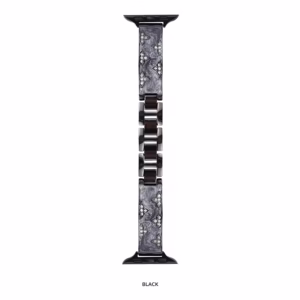 Trifoliate Diamond-Inlaid Curved Plate Resin Metal Strap